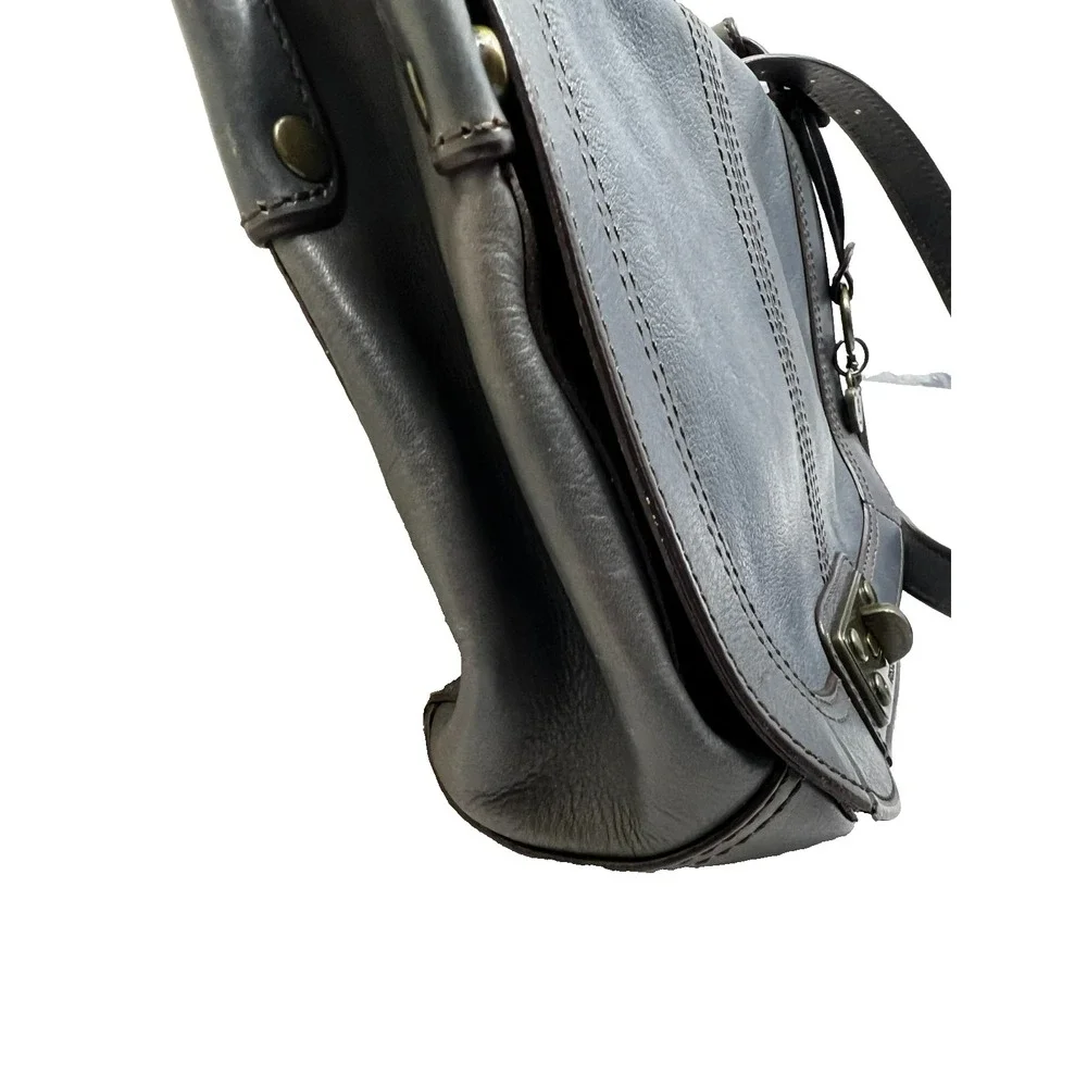 Fossil Vintage Revival Flap Crossbody Purse‎ Dark Gray Leather Turn Lock Charm